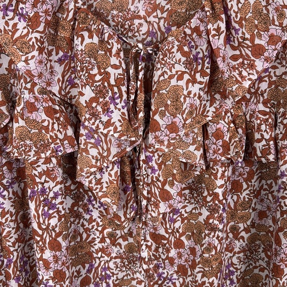 J. Crew Women's Small Ruffle Crinkle Chiffon Blouse Top in Fête Floral - Picture 6 of 8